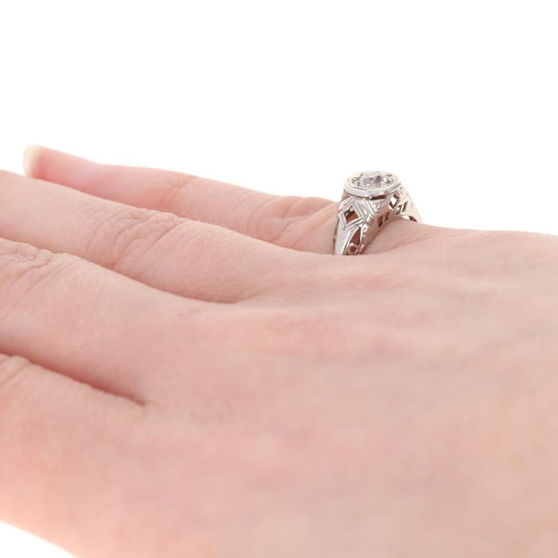 Women's .33ct Old Mine Cut Diamond Art Deco Engagement Ring, 14k Gold Vintage Solitaire For Sale