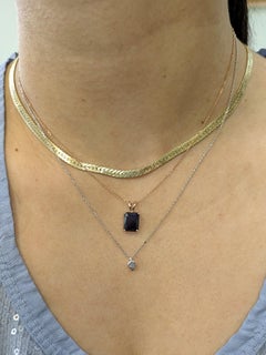3.3cts, 10x8mm - Midnight Blue Sapphire Solitaire Pendant in Solid 14K Rose Gold