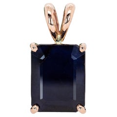3.3cts, 10x8mm - Midnight Blue Sapphire Solitaire Pendant in Solid 14K Rose Gold