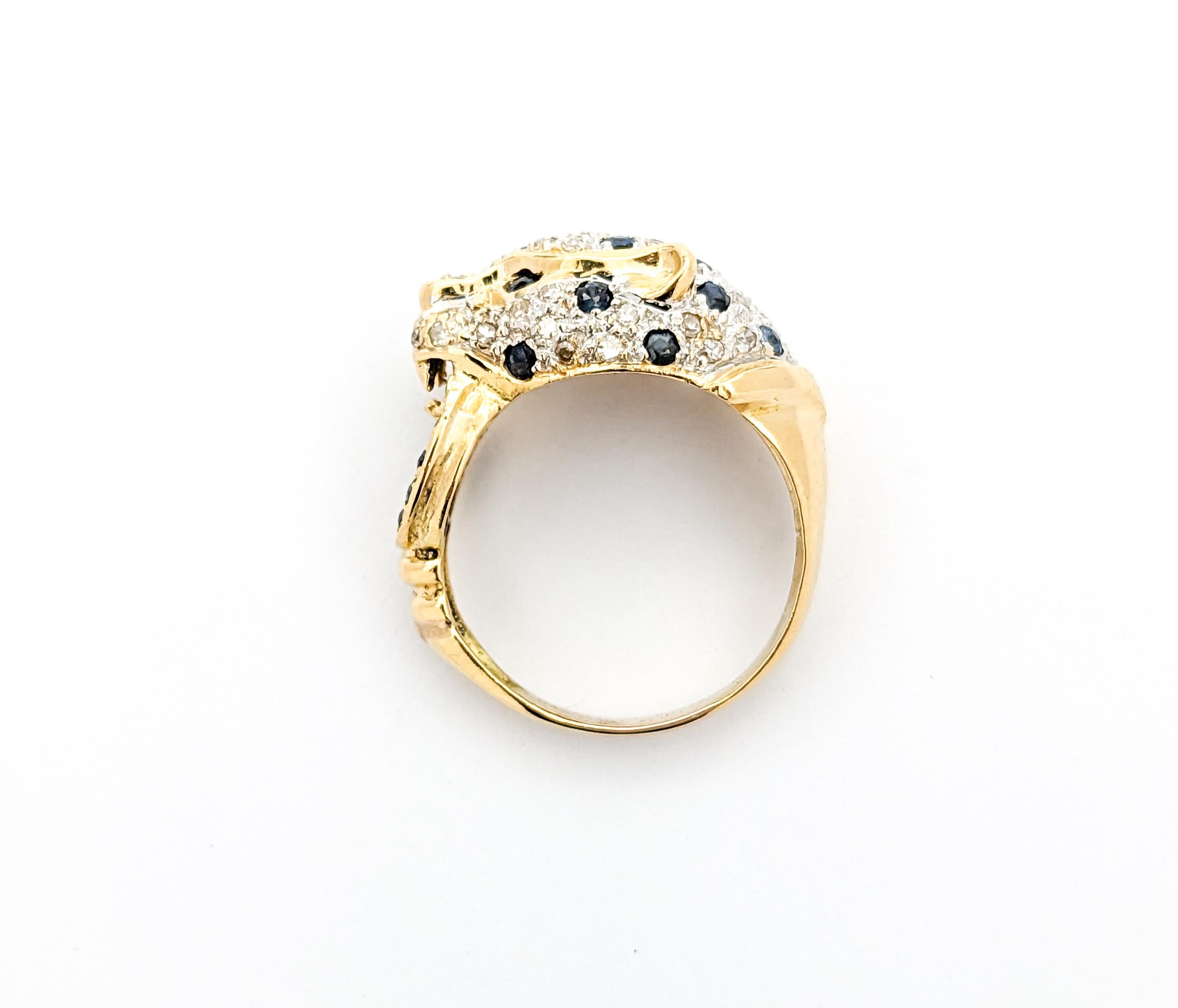 .33ctw Blue Sapphire & Diamond Ring In Yellow Gold For Sale 4