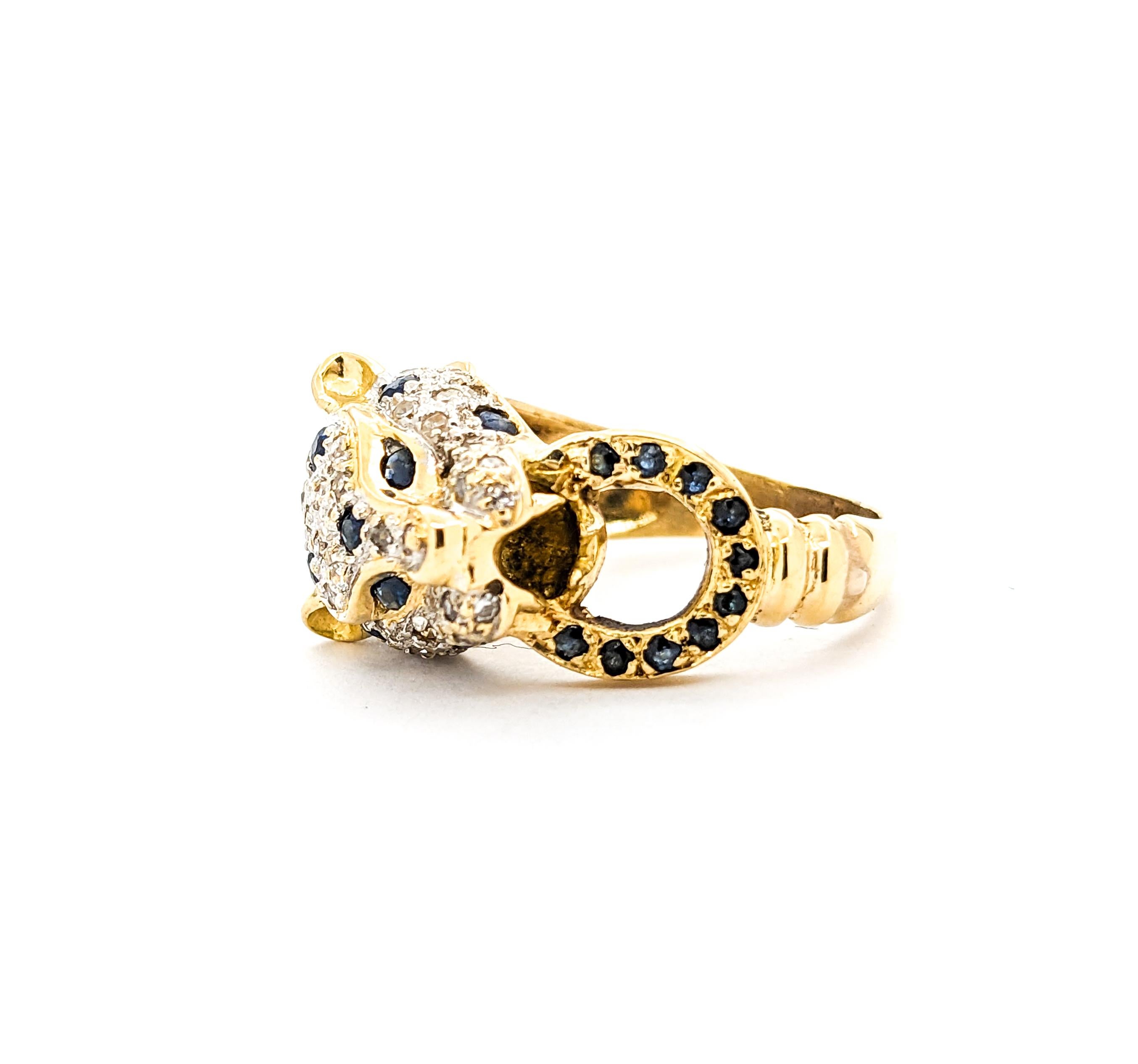 .33ctw Blue Sapphire & Diamond Ring In Yellow Gold 7