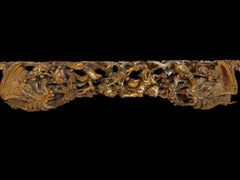 33"Early 20th C Chinese Gilded Openwork Wood Panel, Phoenix & Plum Blossom