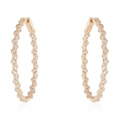 0.73ct Diamond 33mm Scalloped 14K Gold Hoop Earrings