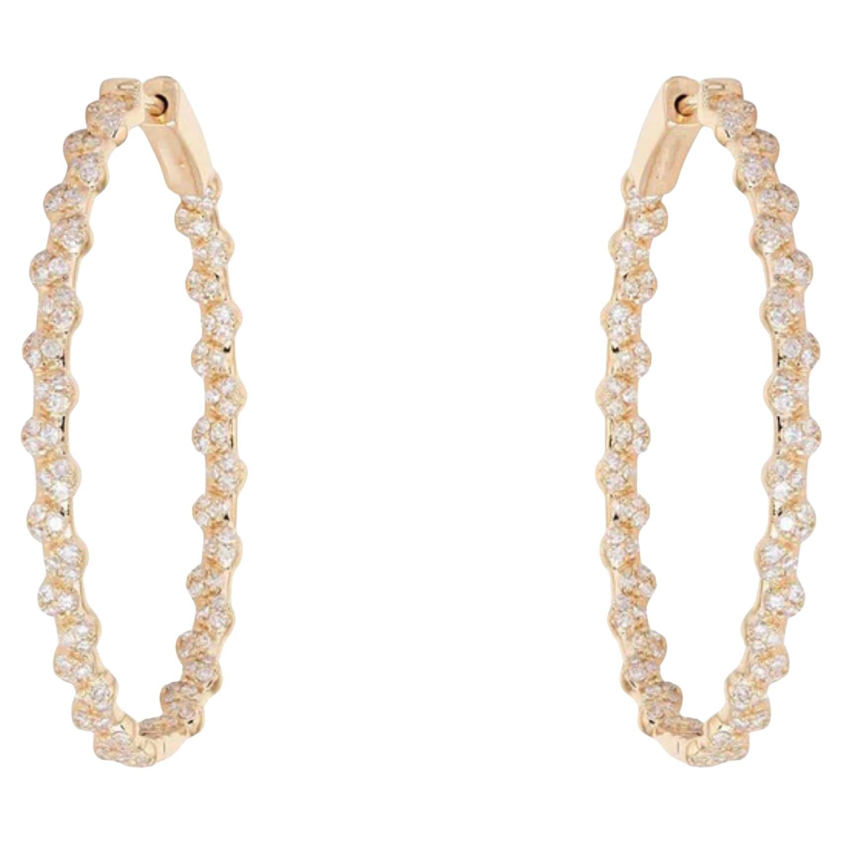 0.73ct Diamond 33mm Scalloped 14K Gold Hoop Earrings