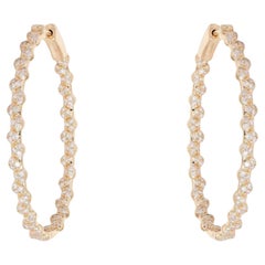 0.73ct Diamond 33mm Scalloped 14K Gold Hoop Earrings