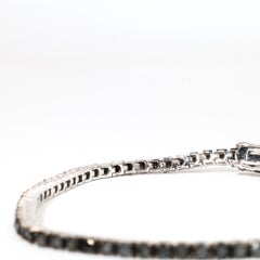 3,3 tcw Schwarzer Diamant-Tennisarmband mit natürlichem Rundschliff aus 18 Karat Weißgold