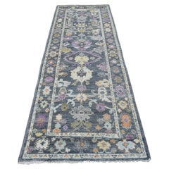 3
3"x10
 Hand Knotted Charcoal Black Angora Oushak Organic Wool Wide Runner Rug