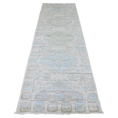 3'3"x10' White Wash Anatolian Village Inspired Hand Knotted All Wool Runner Rug