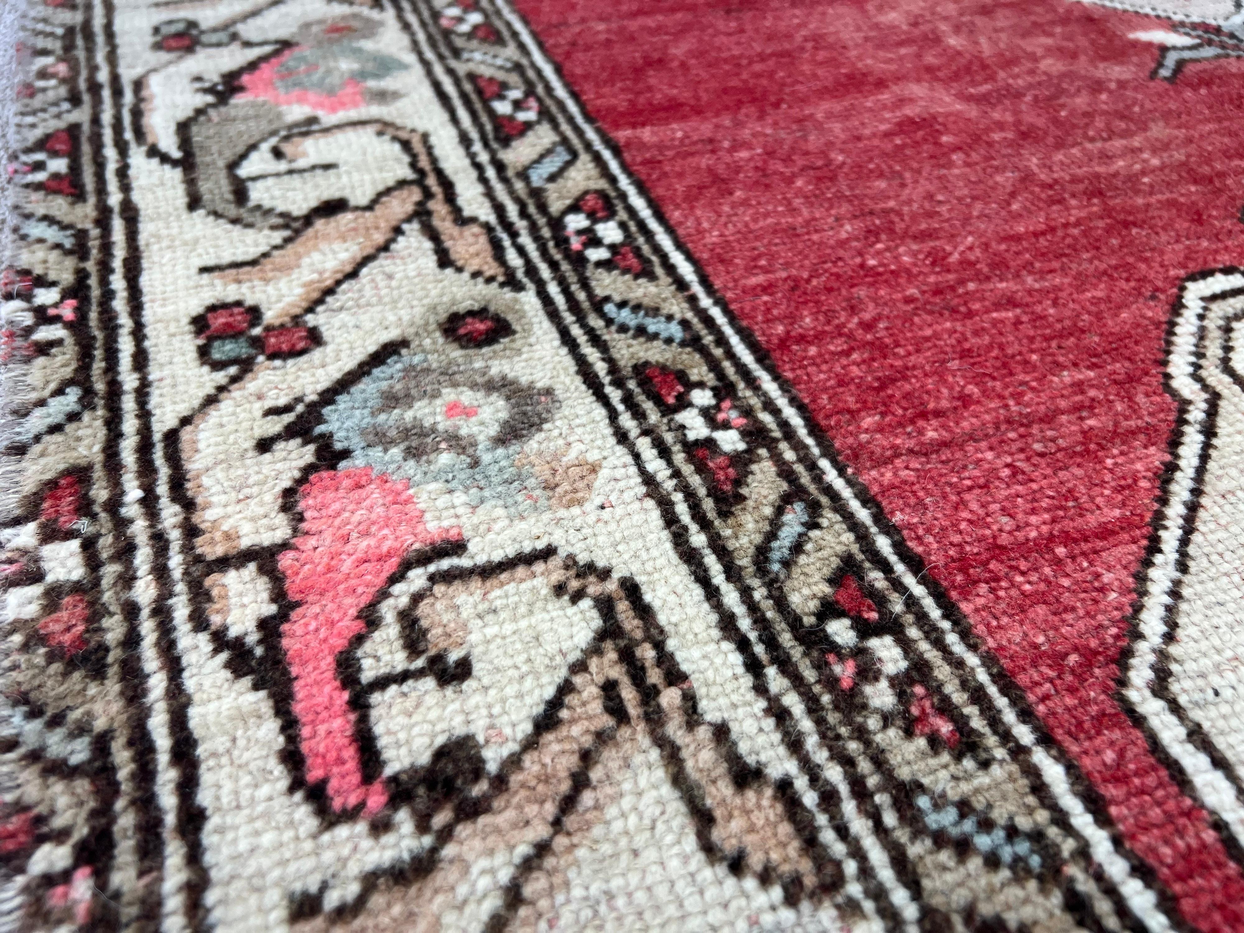 3.3x10.2 Ft Antique Turkish Oushak Wool Runner Rug, One-of-a-Kind For Sale 7