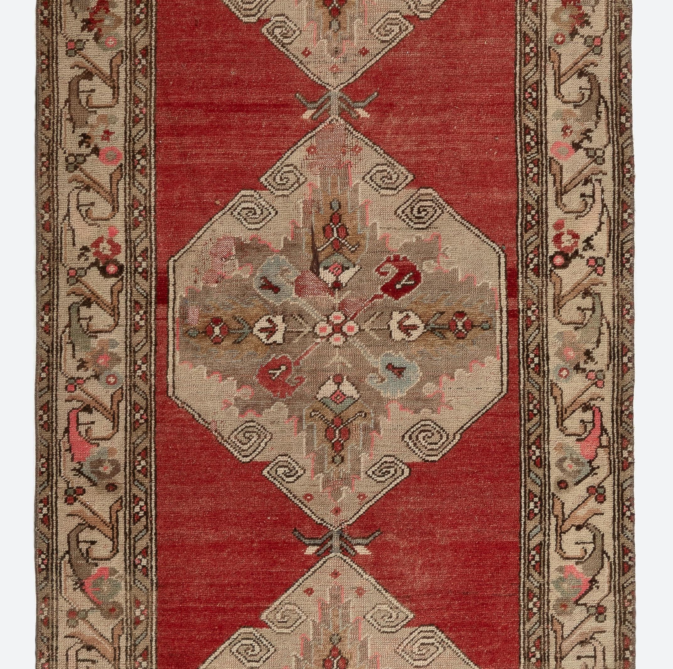 Country 3.3x10.2 Ft Antique Turkish Oushak Wool Runner Rug, One-of-a-Kind For Sale