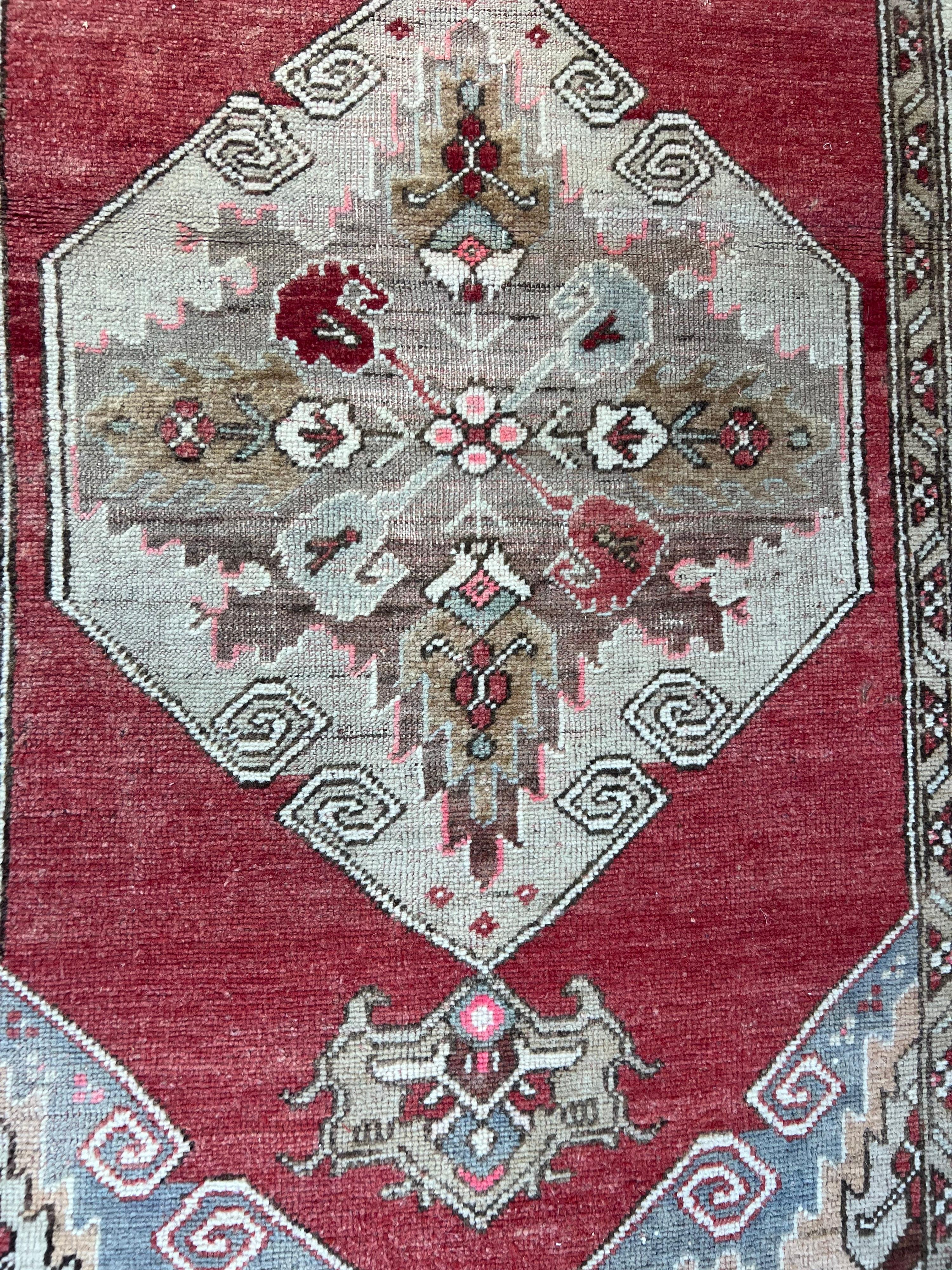 3.3x10.2 Ft Antique Turkish Oushak Wool Runner Rug, One-of-a-Kind For Sale 2