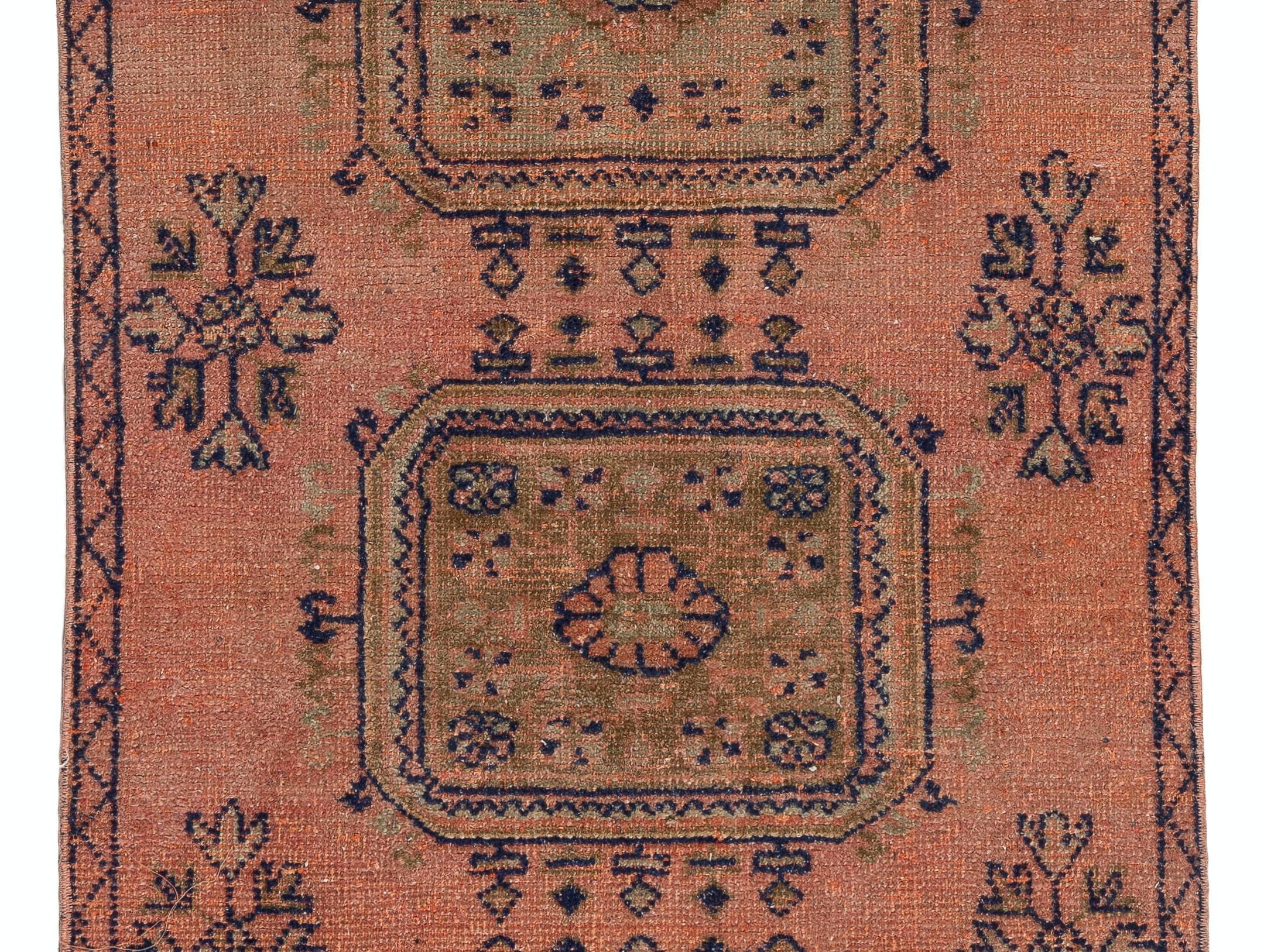 Turkish 3.3x10.5 Ft One of a Pair of Vintage Handmade Oushak Runners, 100% Wool Rug