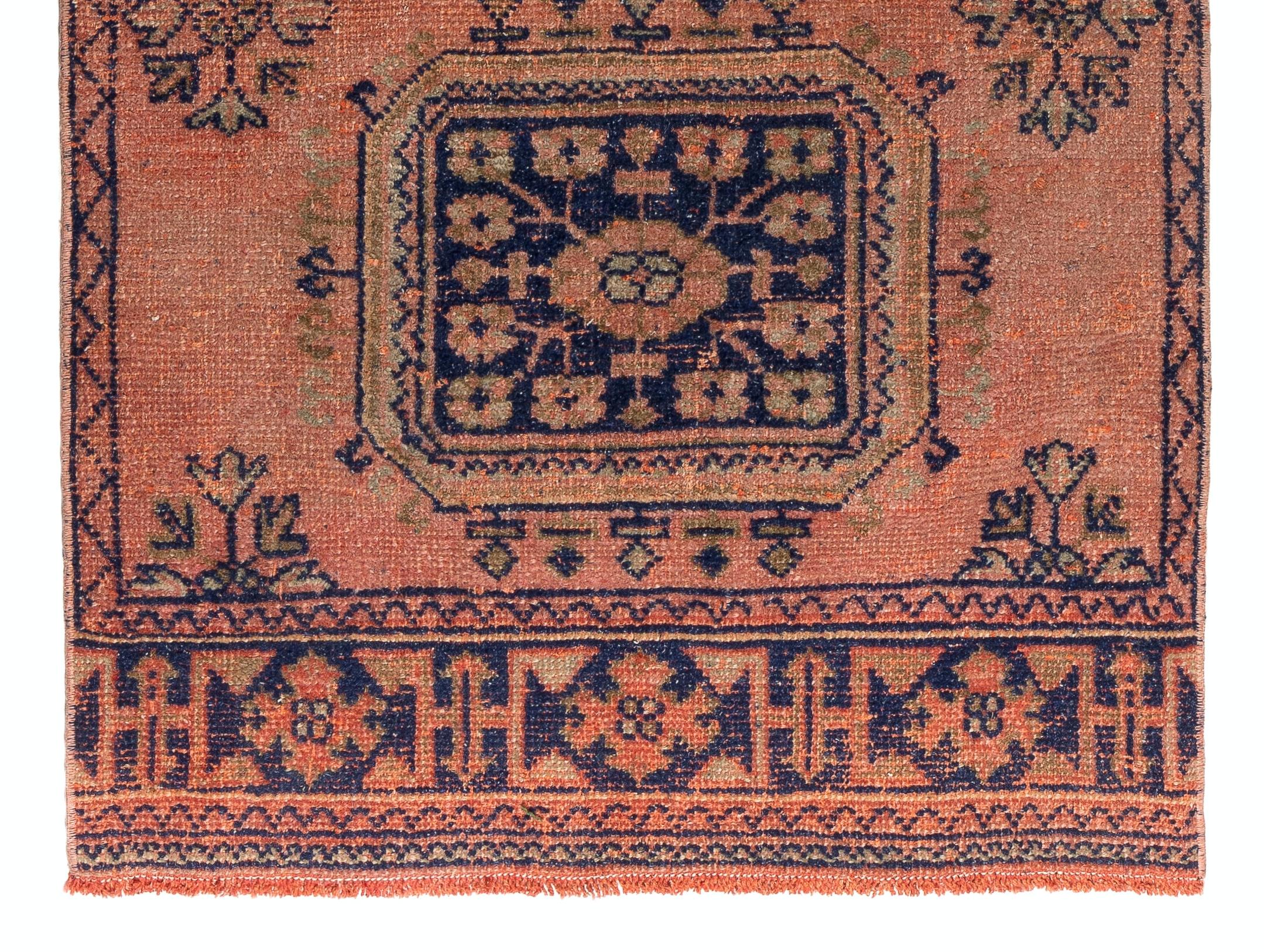 Hand-Knotted 3.3x10.5 Ft One of a Pair of Vintage Handmade Oushak Runners, 100% Wool Rug