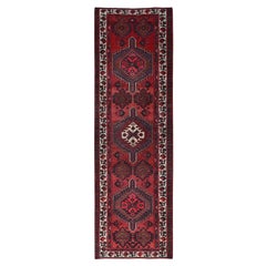 3'3"x10'6" Red Vintage Northwest Persian Hand Knotted Wool Runner Oriental Rug