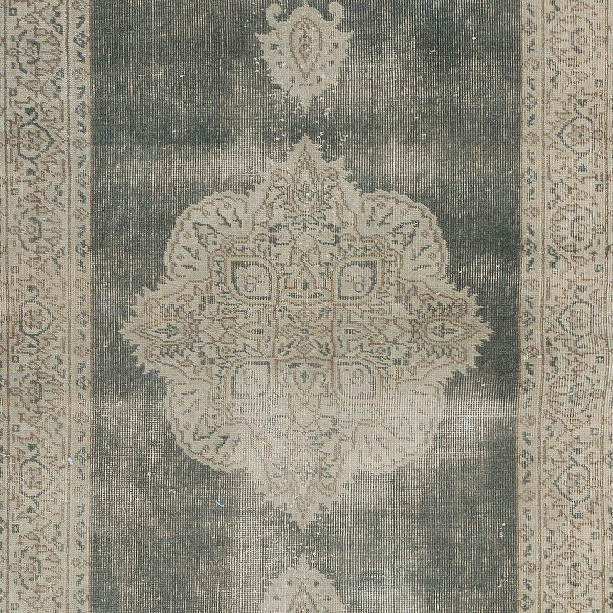 3.3x10.7 Ft Faded Anatolian Oushak Hallway Runner Rug, Vintage Corridor Carpet In Good Condition For Sale In Philadelphia, PA