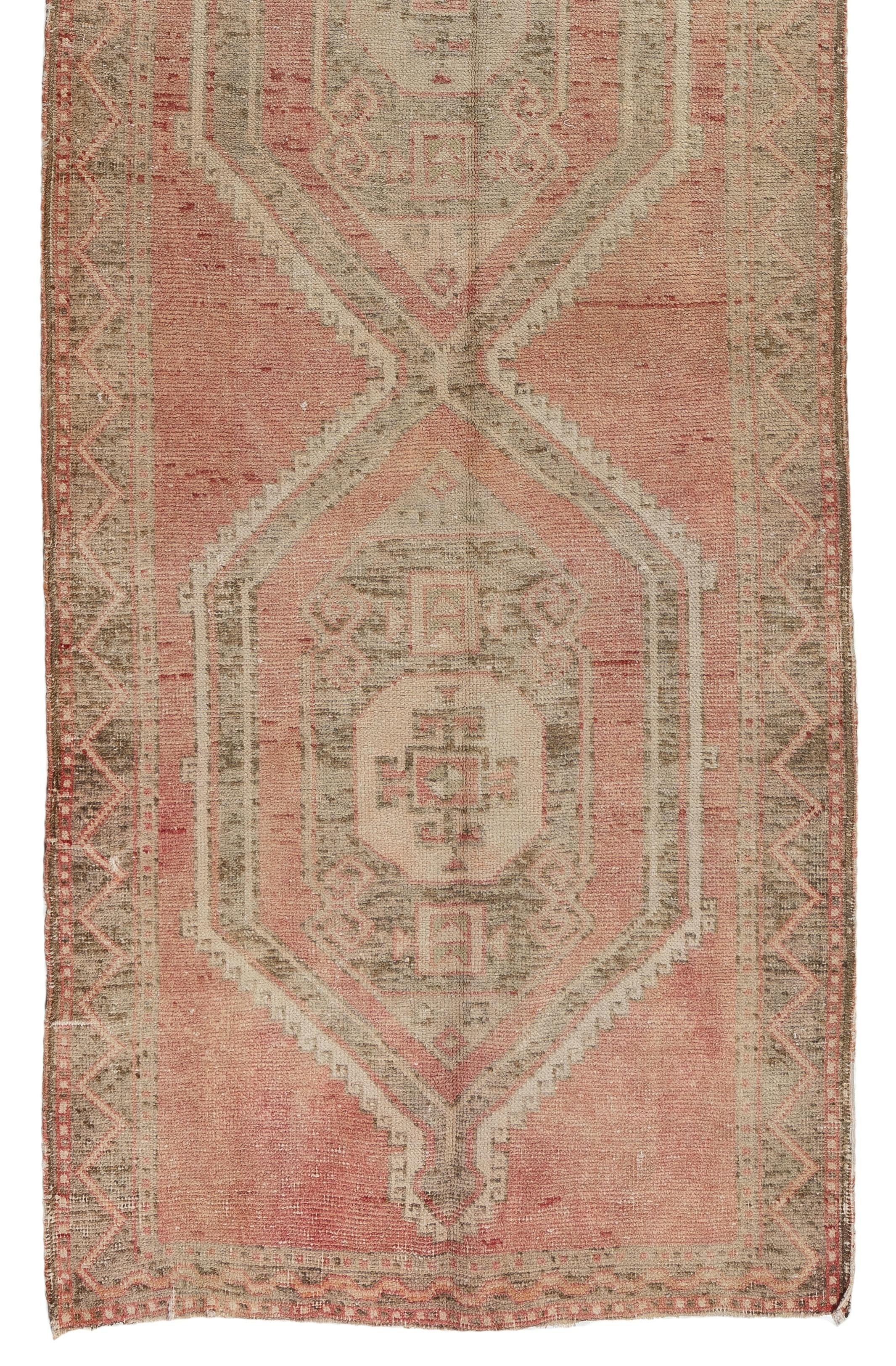 Tribal 3.3x11 Ft Vintage Hand-Knotted Central Anatolian Runner, Traditional Wool Carpet For Sale