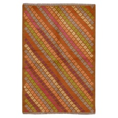 3'3"x4'10" Brown Afghan Baluch with Geometric Design Hand Knotted Pure Wool Rug