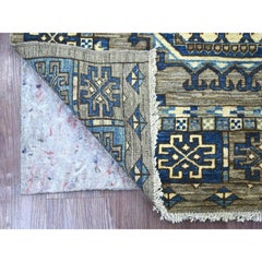 3'3"x4'10" Gray Afghan Ersari with Elephant Feet Design Hand Knotted Wool Rug