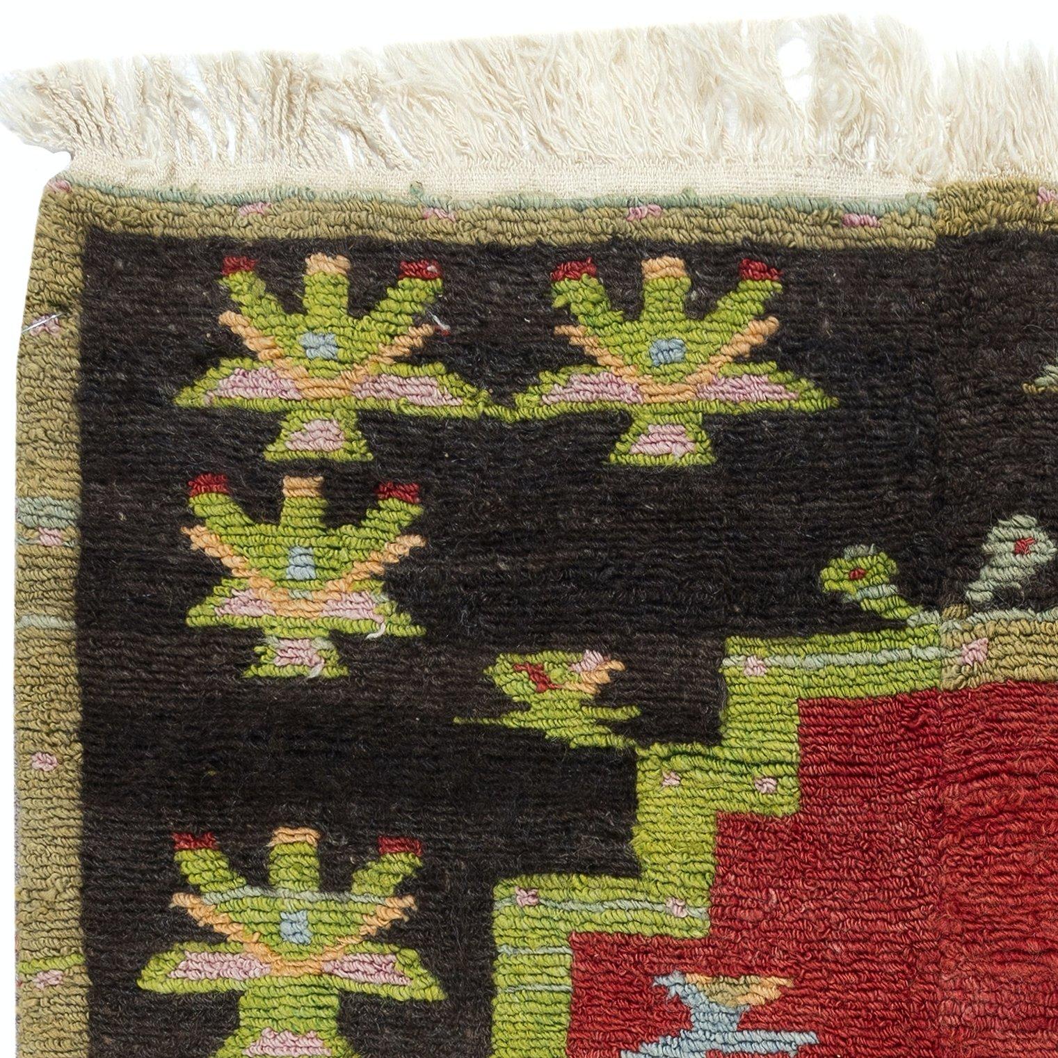 Hand-Knotted 3.3x4.2 Ft Small Handmade Rug, Vintage Turkish Prayer Rug, Decorative Prayer Mat For Sale