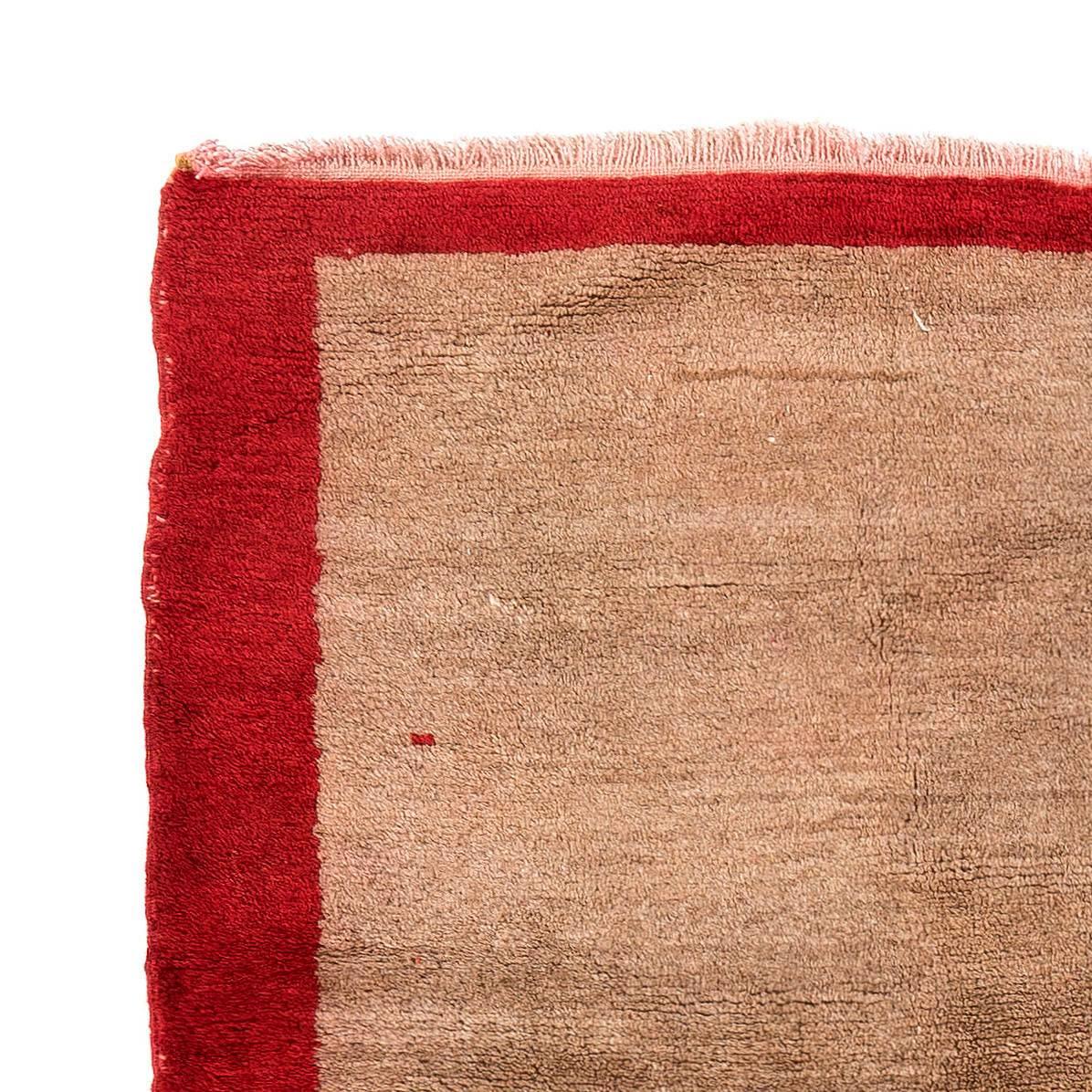 A vintage hand-knotted Tulu (Turkish word for soft, cozy, high piled) rug from Konya in Central Anatolia, Turkey. Measures: 3.3 x 4.4 Ft.

These simple, functional, small rugs with plain, clear design and lustrous wool pile were made by nomads and