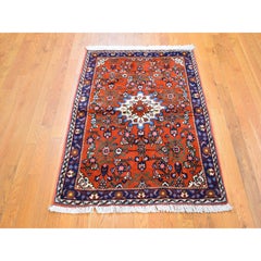Alfombra oriental de lana natural, anudada a mano, estilo Amadan zoroástrico nuevo, de color naranja, de 3'3" x 4'5"