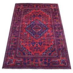 3'3"x4'8" Afghan Khamyab Vibrant WoolHand Knotted Deep and Saturated Red Rug