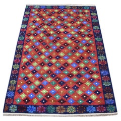 3
3 "x4
9" Red All Over Design Colorful Afghan Baluch Hand Knots Rugs in pura lana