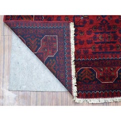 3'3"x5' Afghan Khamyab Extremely Durable Wool Hand Knotted Deep Red Rug