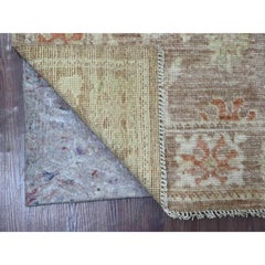 3'3 "x5' Braun Angora Oushak mit All Over Leaf Design Handgeknüpfter Wollteppich