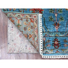 3'3"x5' Cerulean Blue Wool Afghan Sultani Hand Knotted Denser Weave Rug