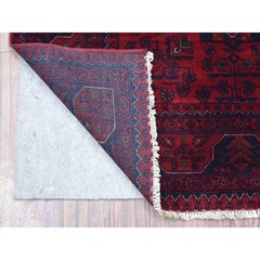 Alfombra afgana Khamyab de lana extra suave anudada a mano de 3'3 "x5' de color rojo intenso y saturado