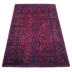 3'3"x5' Deep and Saturated Red Afghan Khamyab Extra Soft Wool Hand Knotted Rug
