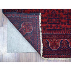 3'3 "x5' Tiefes und gesättigtes Rot, afghanischer Khamyab, handgeknüpfter Teppich aus reiner Wolle