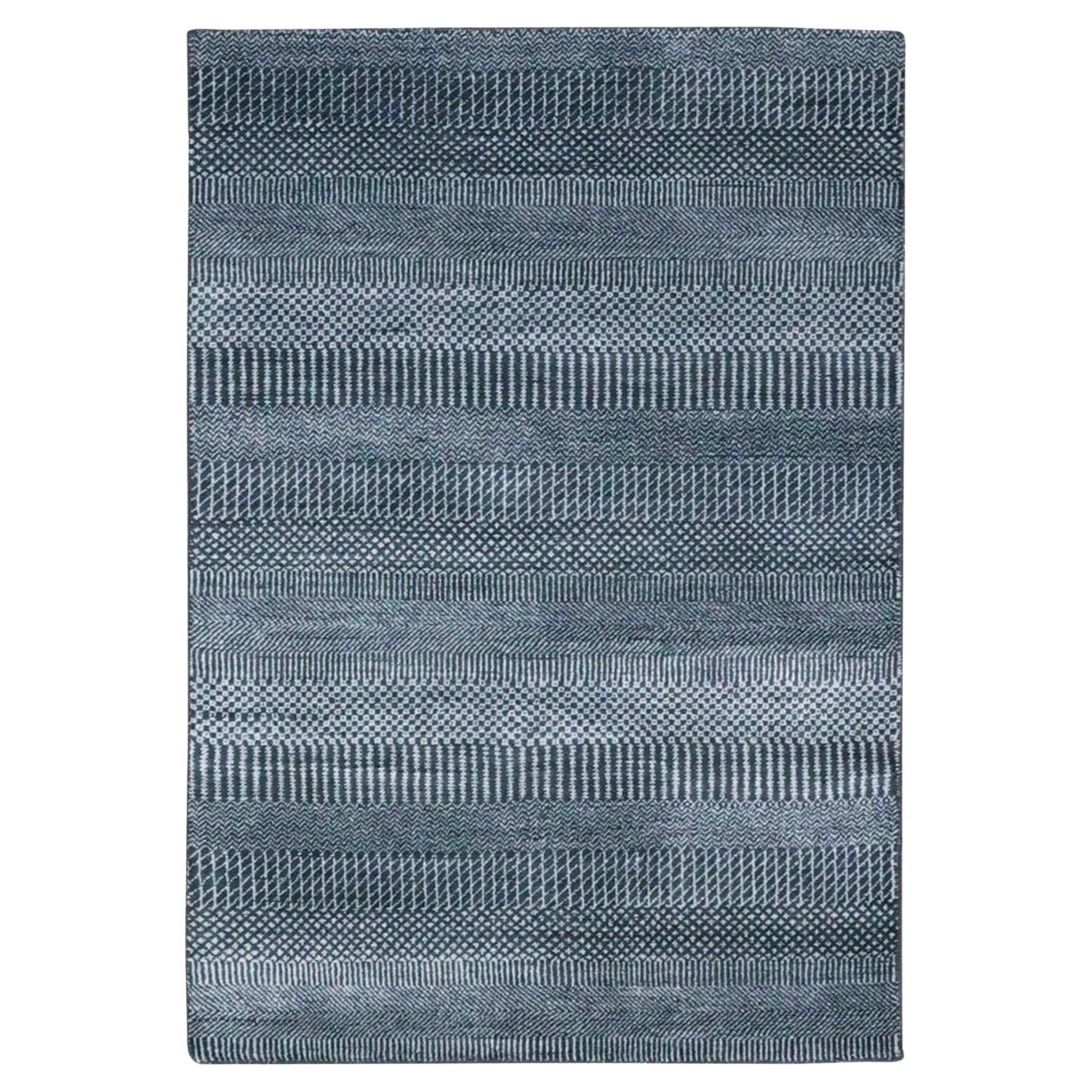 3'3 "x5' Graue Wolle und Seide handgeknüpft Modern Grass Design Gabbeh Teppich im Angebot