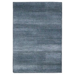 3'3"x5' Gray Wool and Silk Hand Knotted Modern Grass Design Gabbeh Rug