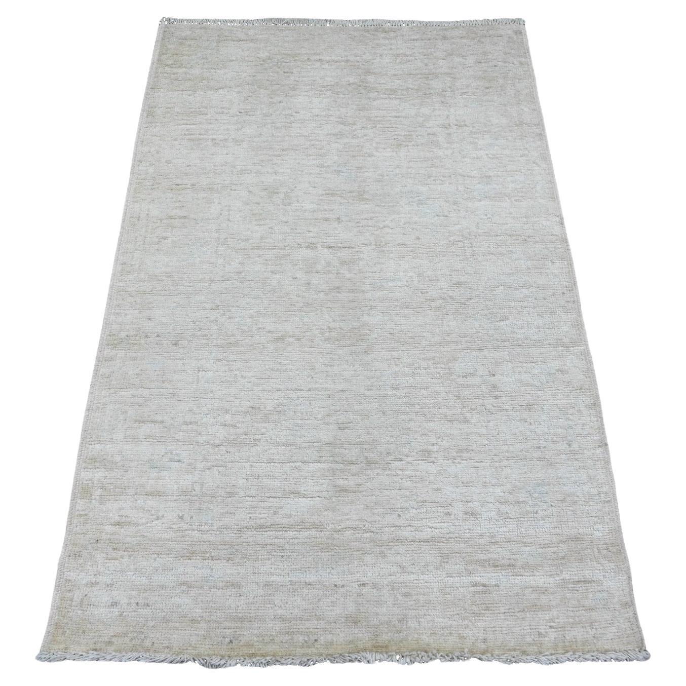 3
3 "x5
Weißer afghanischer Angora-Teppich aus reiner Wolle mit Oushak-Muster, handgeknüpft