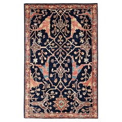 3'3"x5' Yale Blue Bijar Garus Design Aryana Grade Soft Wool Hand Knotted Rug
