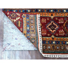 Afghanischer Super-Kazak-Teppich, handgeknüpft aus Wolle, 99 cm x 158 cm, beerenrot, mit Pflanzenfarben gefärbt
