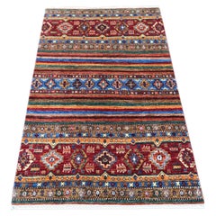 Afghanischer Super-Kazak-Teppich, handgeknüpft aus Wolle, 99 cm x 158 cm, beerenrot, mit Pflanzenfarben gefärbt