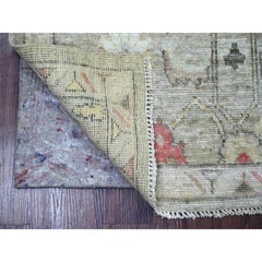 3'3 "x5'2" Alfombra Oriental Anudada a Mano de Angora Afgana Oushak de Pura Lana Gris Claro