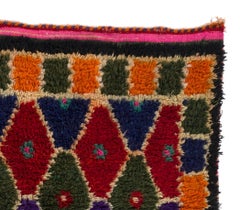 Vintage Turkish Tulu Rug, Hand-Knotted Wool. Geometric Tribal Design, 3.3x5.3 FT