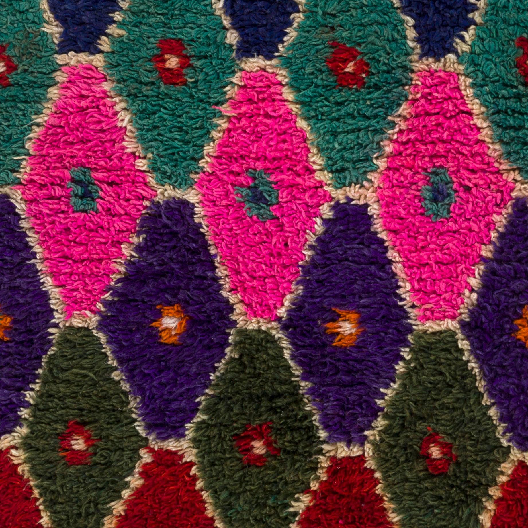Modern 3.3x5.3 Ft Funky One of a Kind Vintage Tulu Rug. 100% Wool. Soft, Cozy, Comfy  For Sale