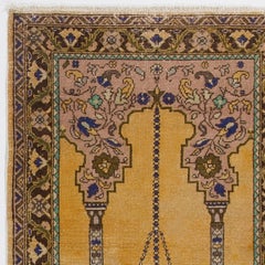 3.3x5.4 Ft Vintage Prayer Rug Depicting a Chandelier, Couple of Columns, Flowers