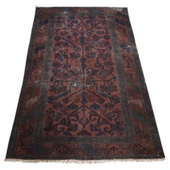 3'3" x 5'5" brauner antiker persischer Lilihan-Teppich im Shabby-Chic-Stil, handgeknüpft aus reiner Wolle