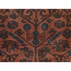 3'3"x5'5" Brown Antique Persian Lilihan Shabby Chic Hand Knotted Pure Wool Rug