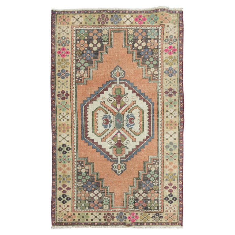 3.3x5.5 Ft Beautiful Vintage Oriental Accent Rug, Handmade Tribal Wool