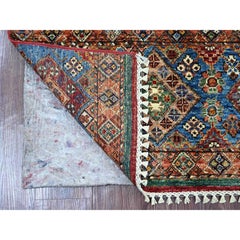 3'3 "x5'6" Bunter Afghanischer Super Kazak mit Khorjin Design Handgeknüpfter Wollteppich