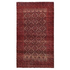 3'3"x6' Scarlet Red Vintage Persian Baluch Hand Knotted Pure Wool Oriental Rug