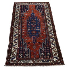 3'3"x6'3" Spicy Orange Antiker persischer Mazlagan Full Pile Handgeknüpfter Wollteppich