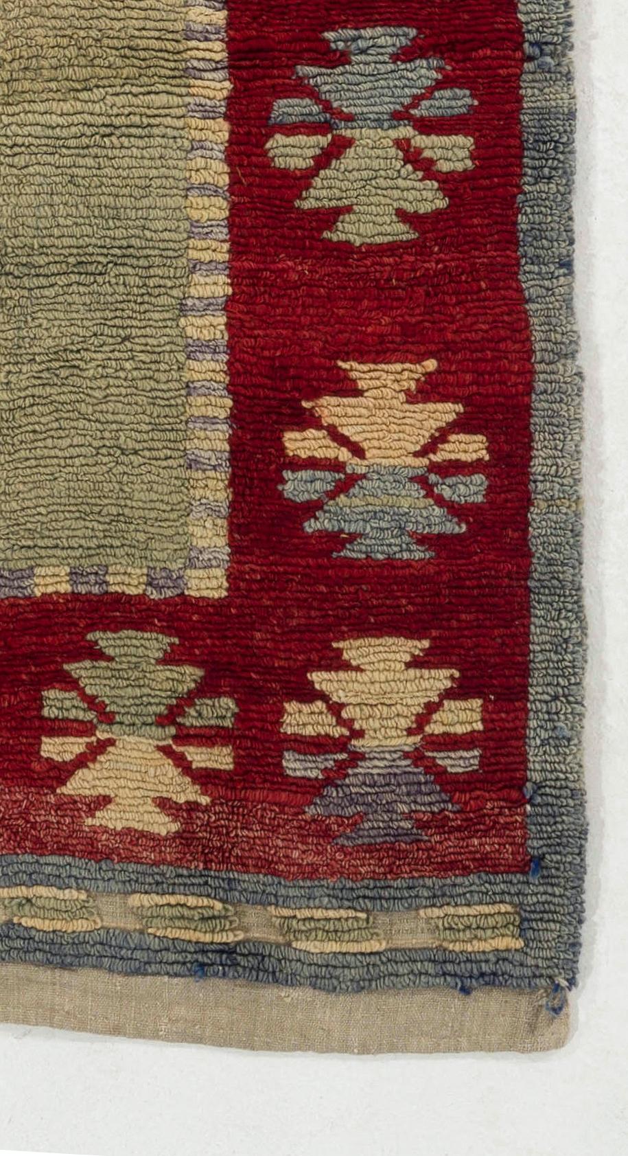 3.3x6.4 Ft One-of-a-Kind Vintage Handmade Turkish Tulu Accent Rug Made of Wool For Sale 1